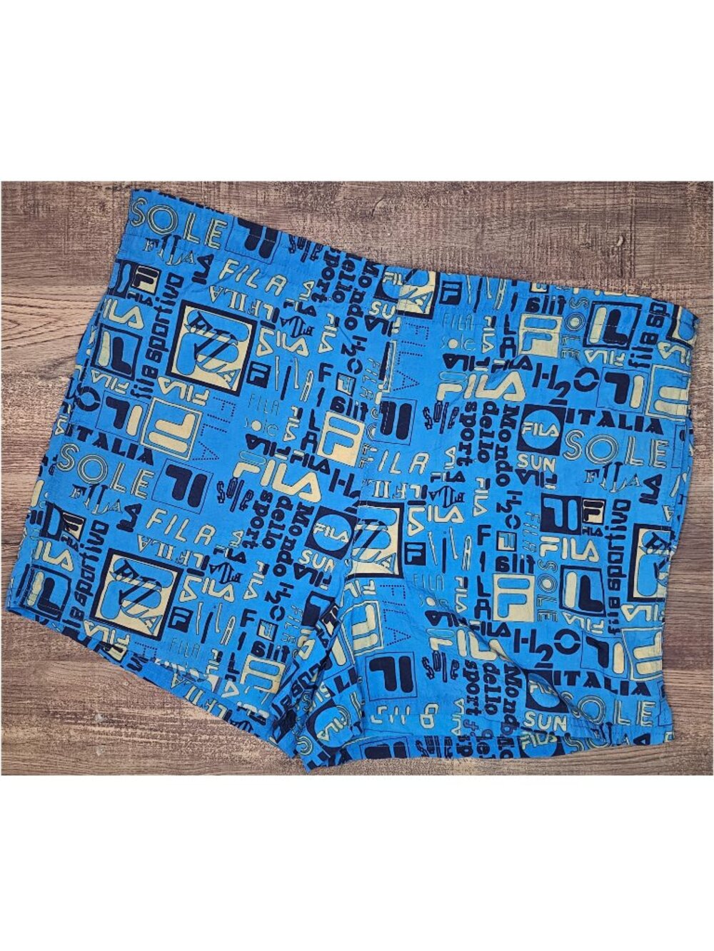 Vintage Fila Logo 4” Drawstring Swim Trunks Shorts Large
